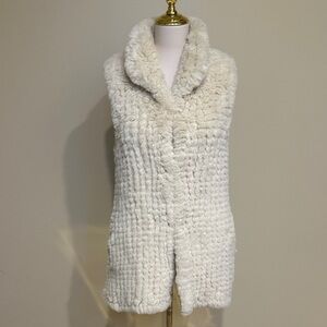 Donna Salyers Fabulous Furs Ivory Faux Fur Vest M